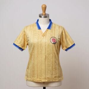 VTG Adidas Jersey Mens Large Yellow Colombia FC FIFA World Cup Futbol Soccer 80s